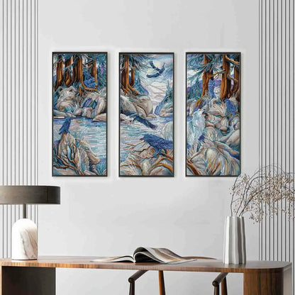 Dreamy display of Hidden Spirit of Nature diamond art with a tranquil river and forest ambiance – FEELOOK Art