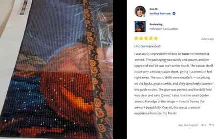 Photo review of Halloween Cat Guardian diamond art - FEELOOK Art