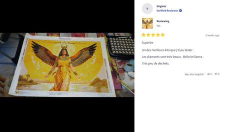 Customer review with photo of completed Isis diamond painting - FEELOOK Art
