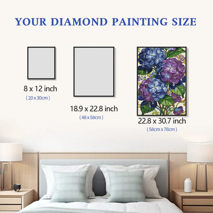 Size chart for Hydrangea Jewel 5D diamond painting: multiple decorative size options - FEELOOK Art