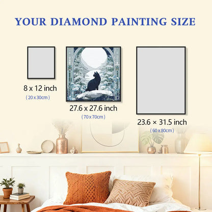Ink Cat Diamond Painting Size Guide - FEELOOK Art