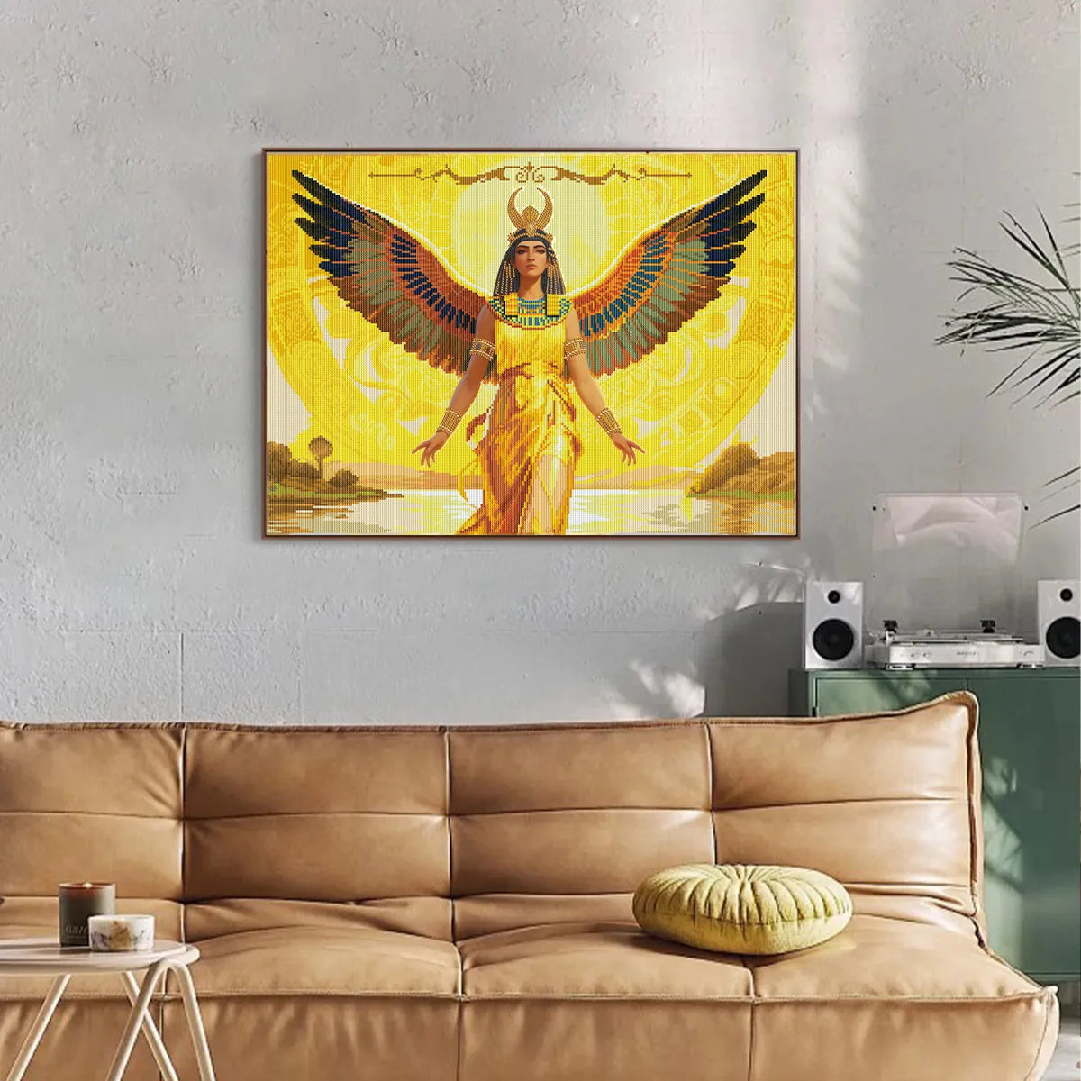 Isis diamond painting displayed in a stylish home interior with divine charm – FEELOOK Art