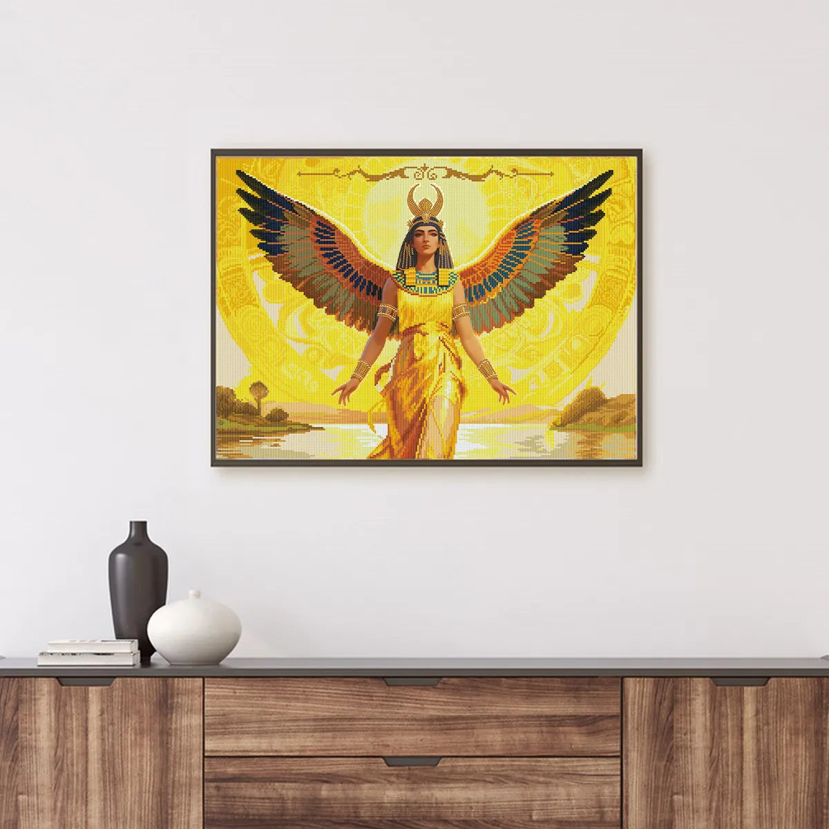 Egyptian-inspired artistic wall display of Isis diamond painting – FEELOOK Art
