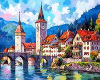 Landscape Art diamond painting kit featuring a beautiful natural scene with vibrant colors and serene landscapes.