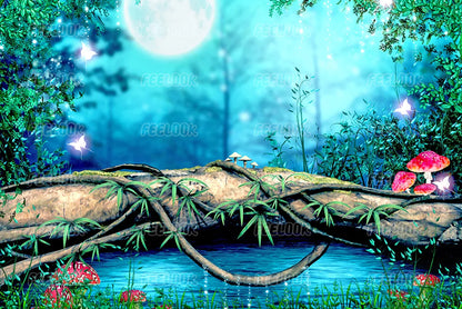 Forest Moonlight landscape diamond painting kit with shimmering night forest view