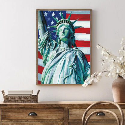 Liberty Lights diamond painting displayed in a modern living room, celebrating American heritage with bold colors – FEELOOK Art