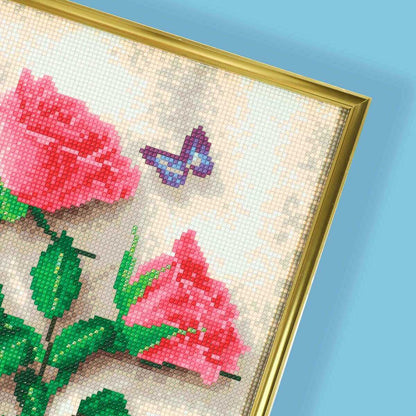Close-up of Love Rose diamond painting kit, showcasing Square drill diamond painting and beautiful details with Diamond painting design.