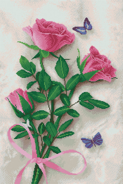 Rendered view of the Love Rose diamond painting kit, showcasing a complete Diamond painting kit with stunning 3D diamond painting design.