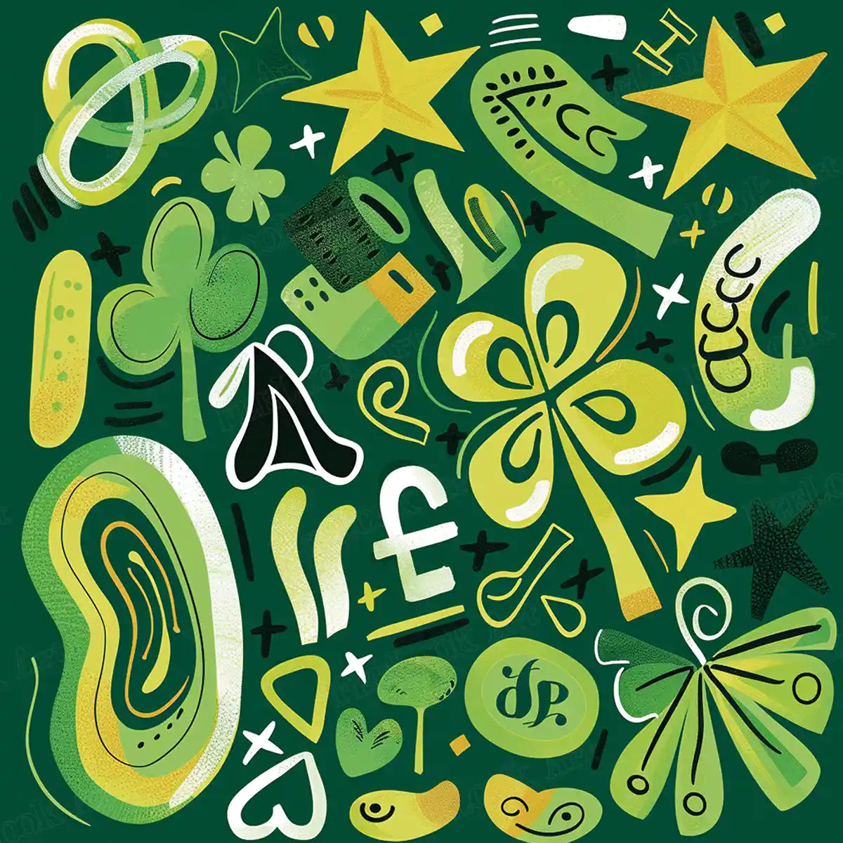 Hand-painted green lucky clover star diamond painting art - FEELOOK Art