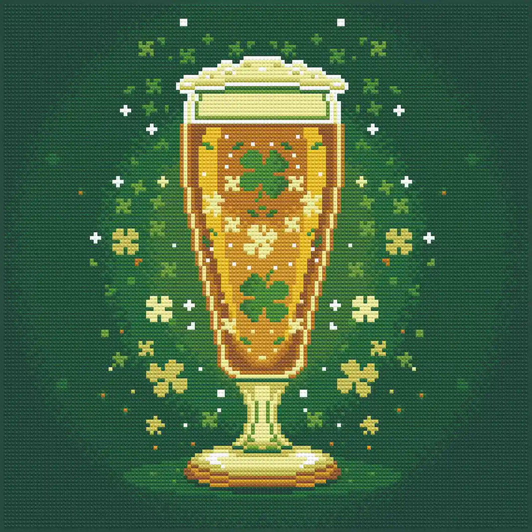 Finished Lucky Brew clover beer diamond painting artwork - FEELOOK Art