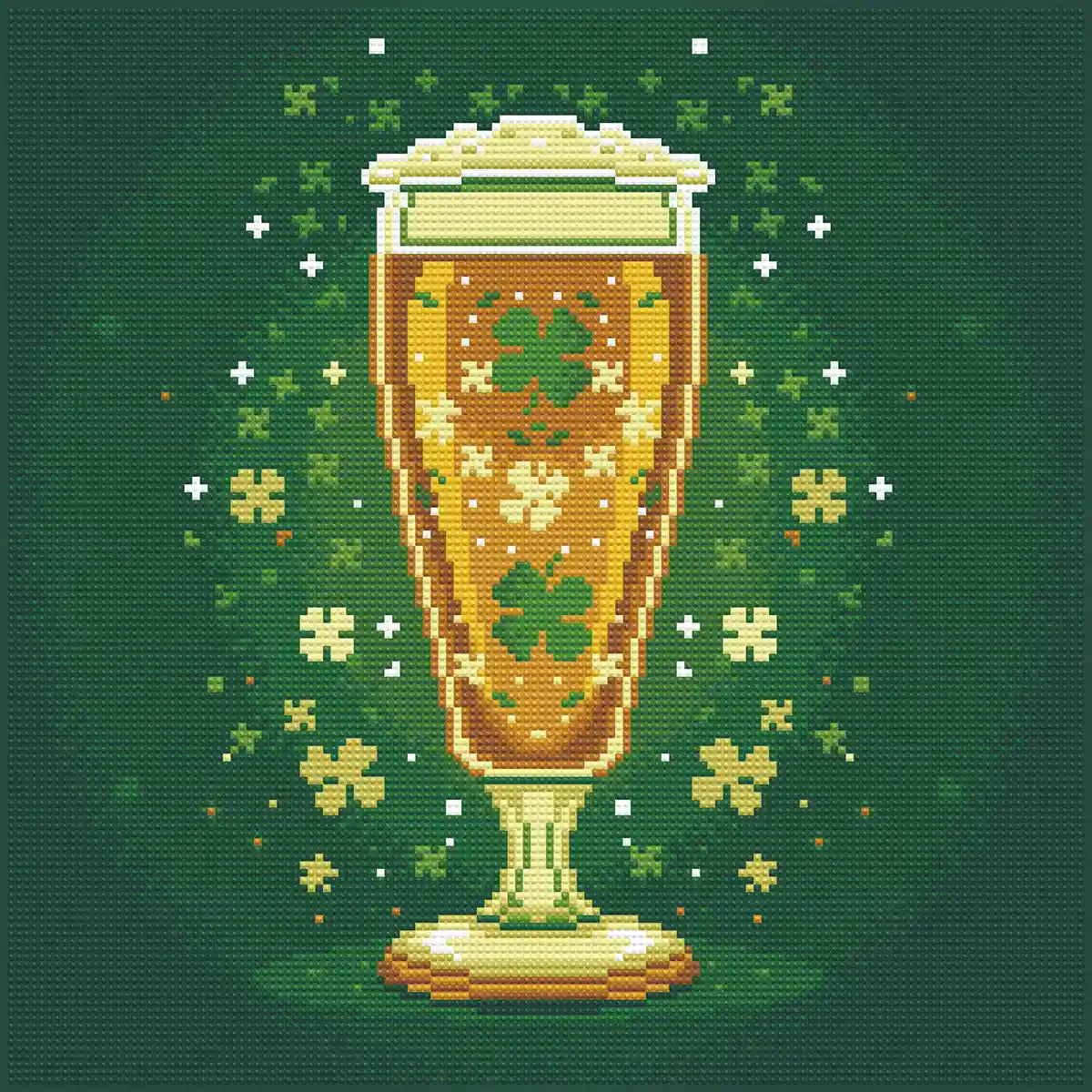 Finished Lucky Brew clover beer diamond painting artwork - FEELOOK Art