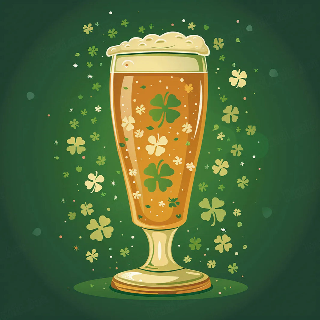 Lucky Brew four-leaf clover beer glass diamond painting art - FEELOOK Art