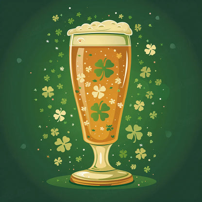 Lucky Brew four-leaf clover beer glass diamond painting art - FEELOOK Art
