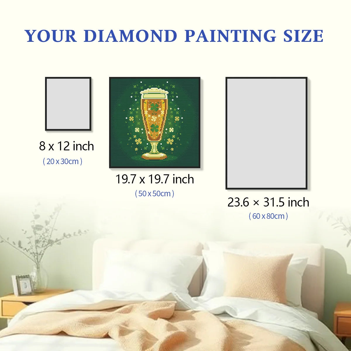 Lucky Brew diamond painting size specification chart - FEELOOK Art