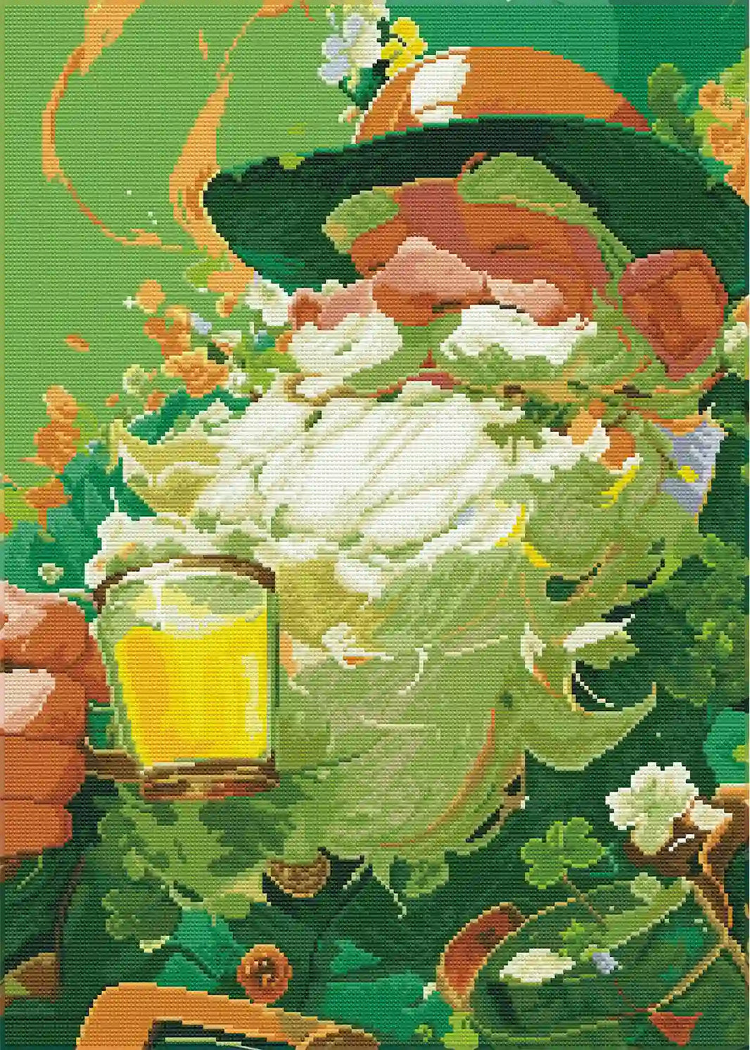 Lucky Sips Lucky Leprechaun Diamond Painting with round dills- FEELOOK Art