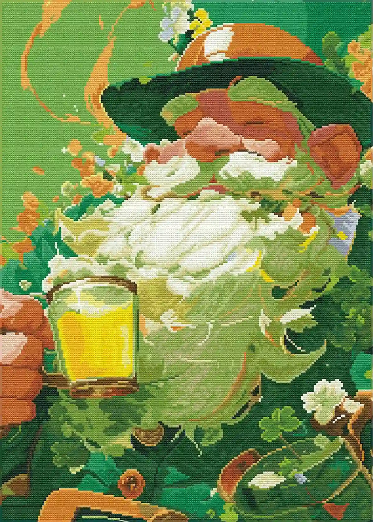 Lucky Sips Lucky Leprechaun Diamond Painting with round dills- FEELOOK Art