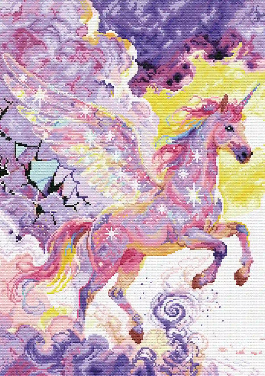 Shimmering diamond-faceted texture of a completed magic unicorn masterpiece - FEELOOK Art