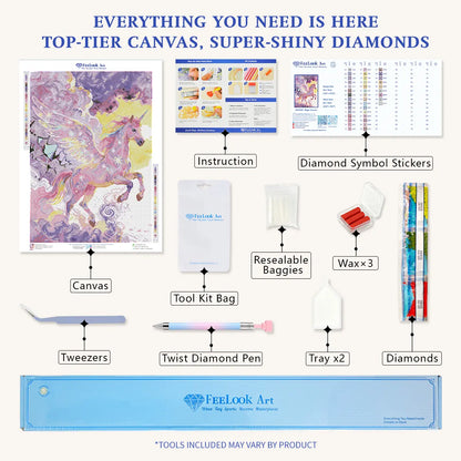 Complete diamond painting set featuring premium canvas, sparkling drills, and tools - FEELOOK Art