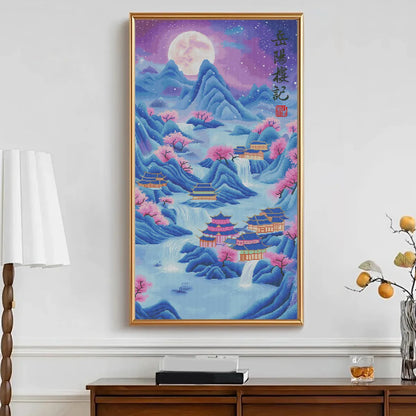 Tranquil display of Memories of Yueyang Tower diamond art in a stylish wall decoration – FEELOOK Art