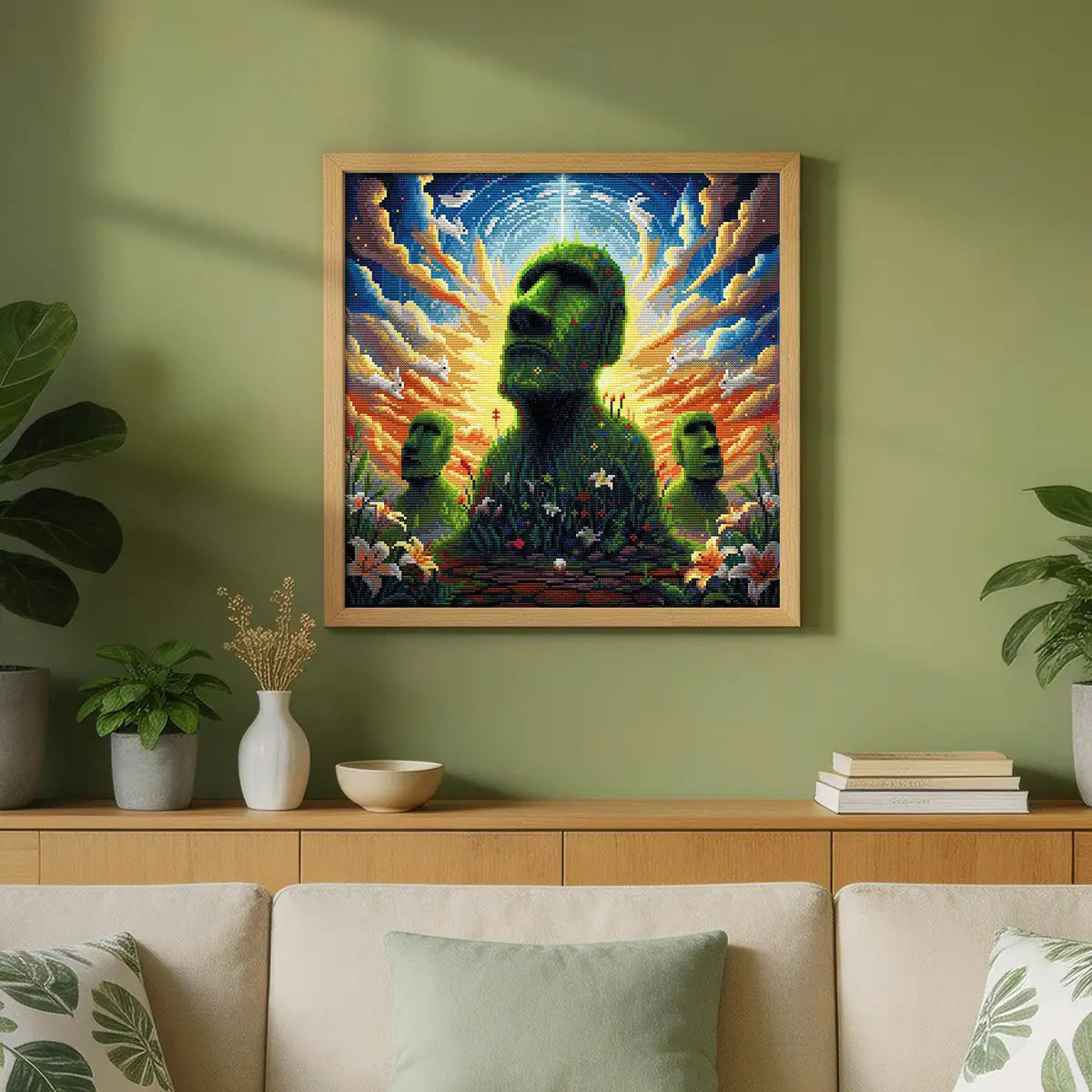 Moai Easter diamond painting decorating bedroom wall - FEELOOK Art