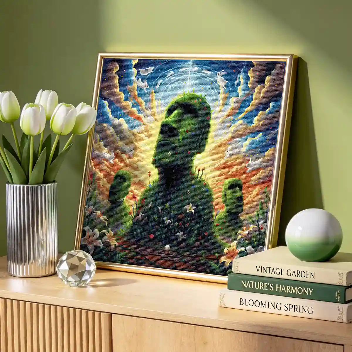 Moai Easter diamond painting as mystical living room wall decor - FEELOOK Art