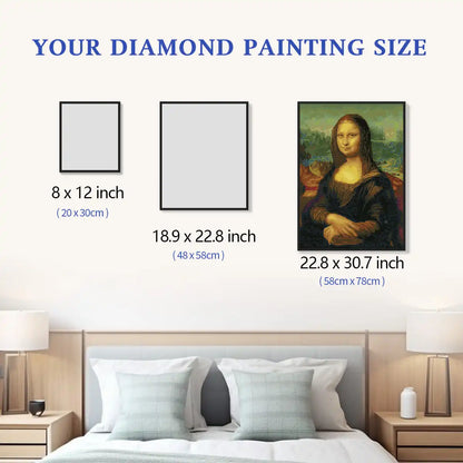 Mona Lisa diamond painting size comparison guide for elegant home wall décor and art display inspiration - FEELOOK Art