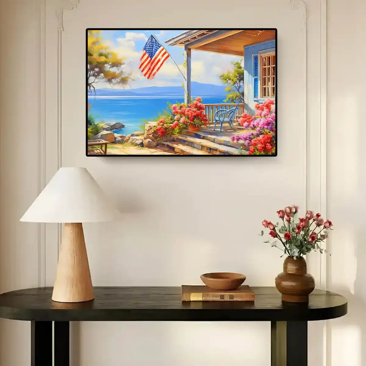 My Home diamond painting on wall, ideal for family or living spaces.