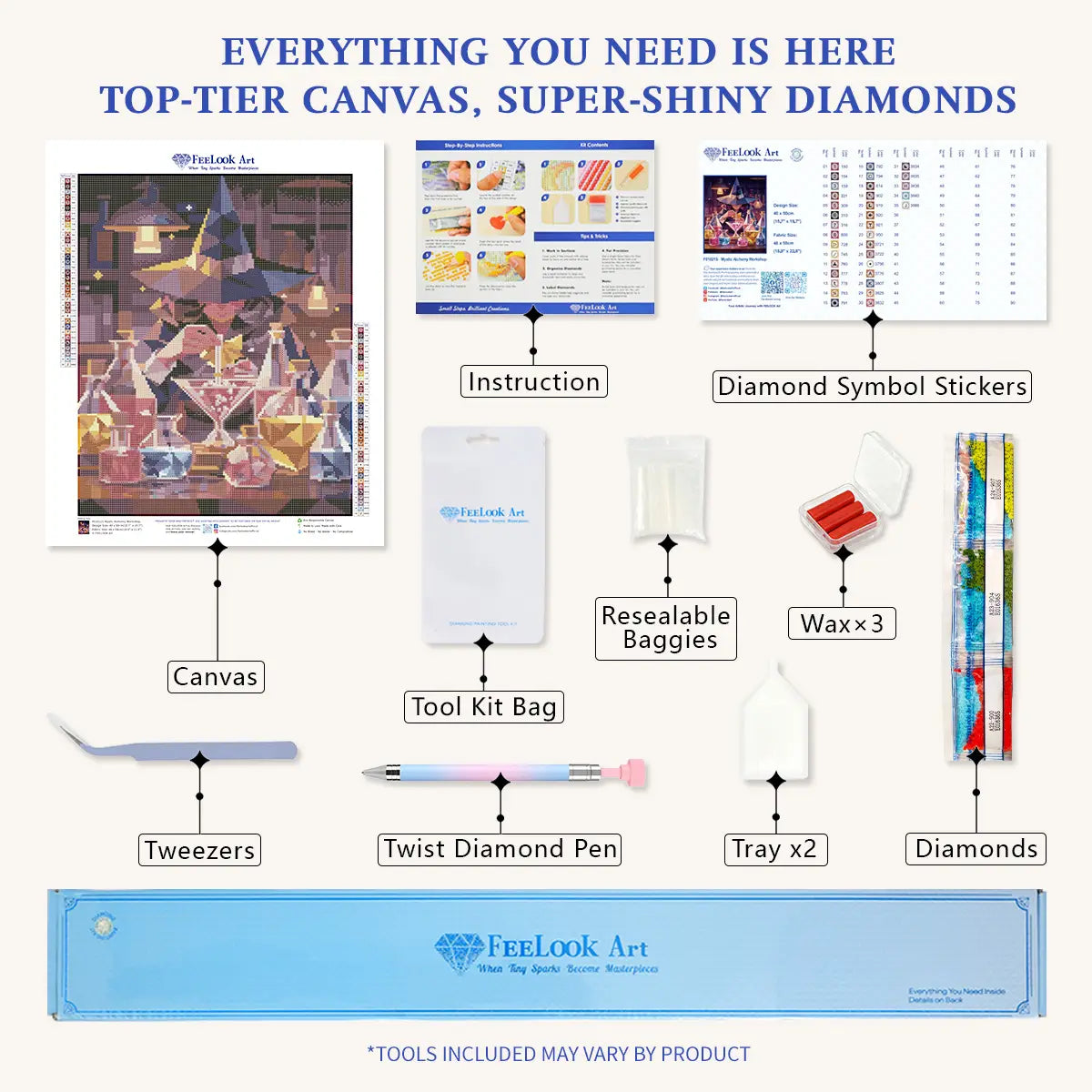 Full Accessories Set for Mystic Alchemy Workshop Diamond Painting Kit - FEELOOK Art