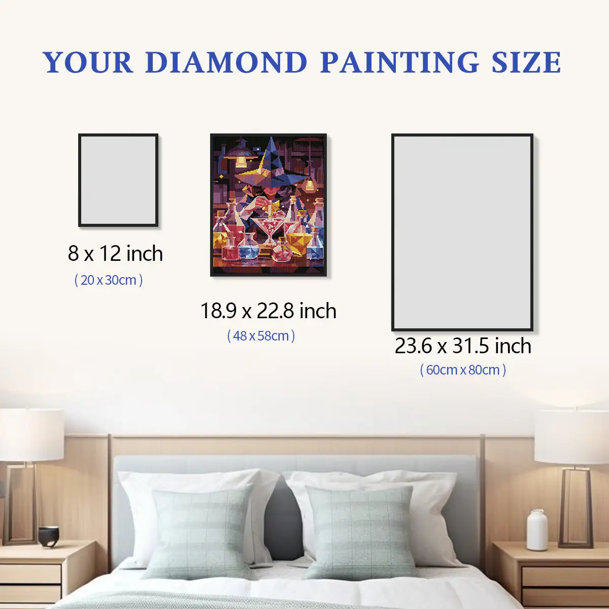 Mystic Alchemy Workshop Diamond Painting Size Comparison Chart - FEELOOK Art