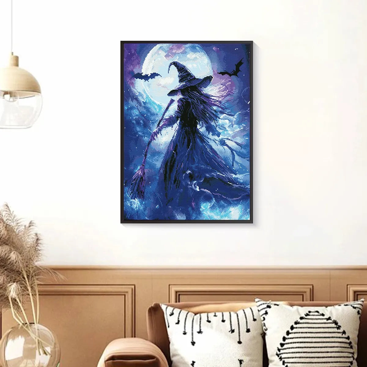 Enchanting display of Mystic Witch of the Moon diamond art with sparkling moonlight atmosphere – FEELOOK Art