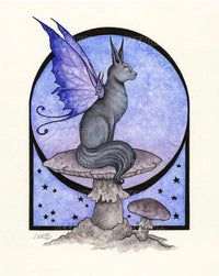 Night Kitty diamond painting featuring a graceful black cat with butterfly wings – FEELOOK Art