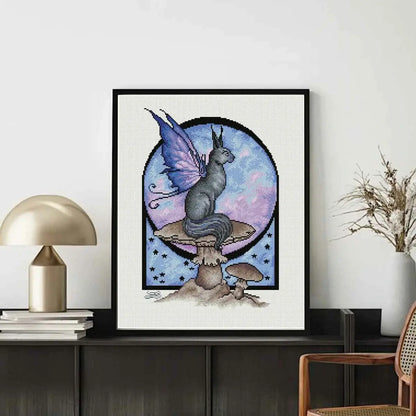 Night Kitty diamond painting displayed in a cozy home setting, adding elegance and mystery – FEELOOK Art