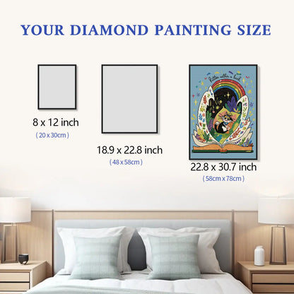 Page Kitten diamond painting size comparison chart, standard and custom size reference for DIY craft - FEELOOK Art
