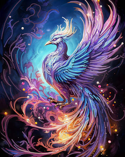 Rendered view of Phoenix diamond painting with rich, fiery colors and intricate details.