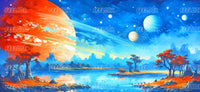 Cosmic full drill diamond painting of planets and stars, premium diamond painting kit for adults and beginners.