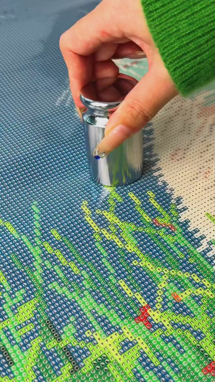 Video showing adhesive strength by lifting a weight from the canvas, followed by smooth diamond placement demonstrating strong grip, precise placement, and no slipping - FEELOOK Art