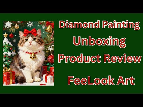 Unboxing video of the Jingle diamond painting kit, featuring premium flocked canvas, resin drills, and festive holiday artwork - FEELOOK Art