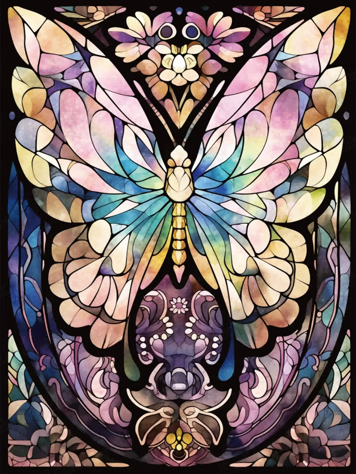Prismatic Butterfly full drill 5D diamond painting kit with pastel stained glass butterfly art - FEELOOK Art