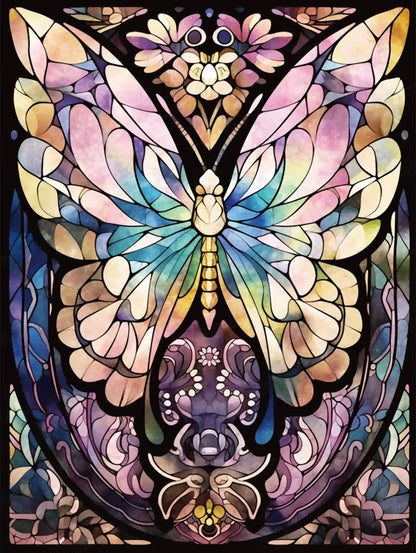 Prismatic Butterfly full drill 5D diamond painting kit with pastel stained glass butterfly art - FEELOOK Art