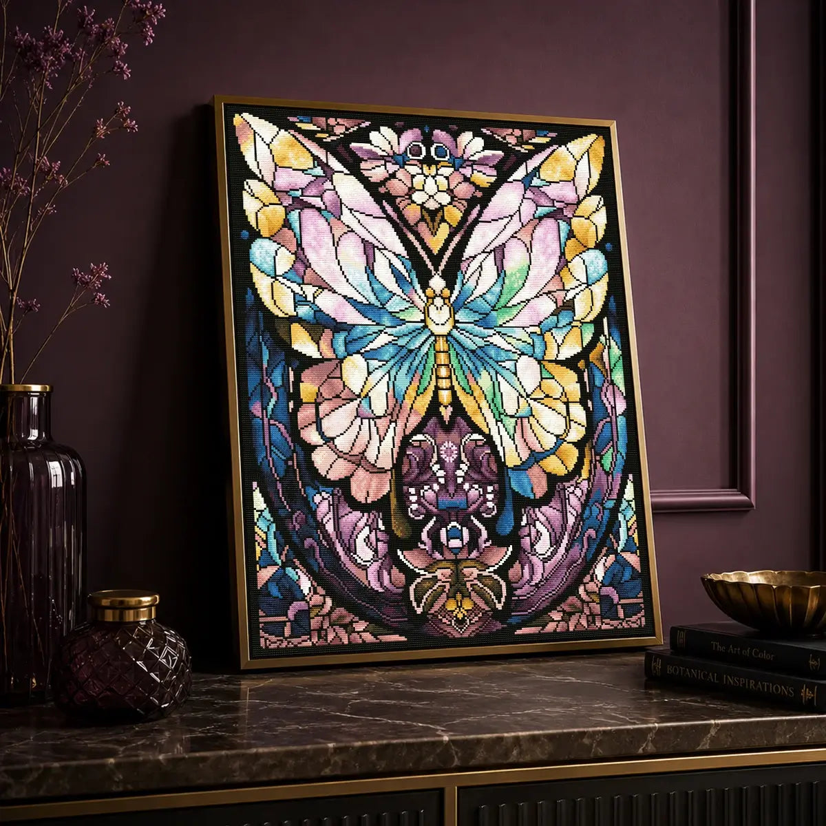 Prismatic Butterfly diamond art kit styled for relaxing craft time with resin drills and one AB drill - FEELOOK Art