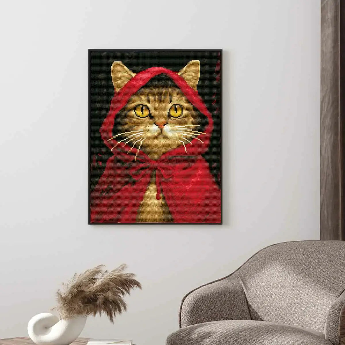 Whimsical display of Red Meow-Hood diamond art with a magical, fairytale atmosphere – FEELOOK Art