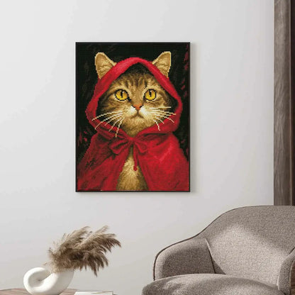 Whimsical display of Red Meow-Hood diamond art with a magical, fairytale atmosphere – FEELOOK Art