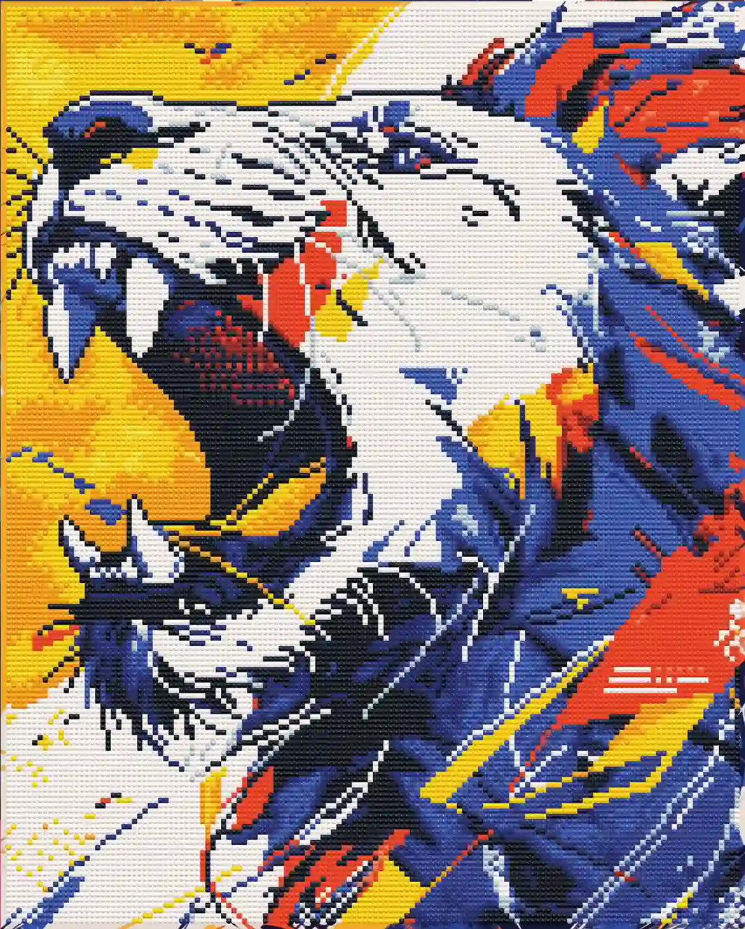 Finished Roaring Lion Diamond Painting with Sparkling Drills - FEELOOK Art