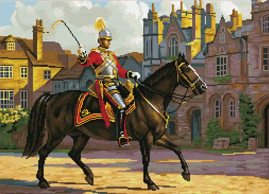 Finished Royal Knight’s Oath diamond art showing a knight in full armor with intricate details and vivid colors – FEELOOK Art