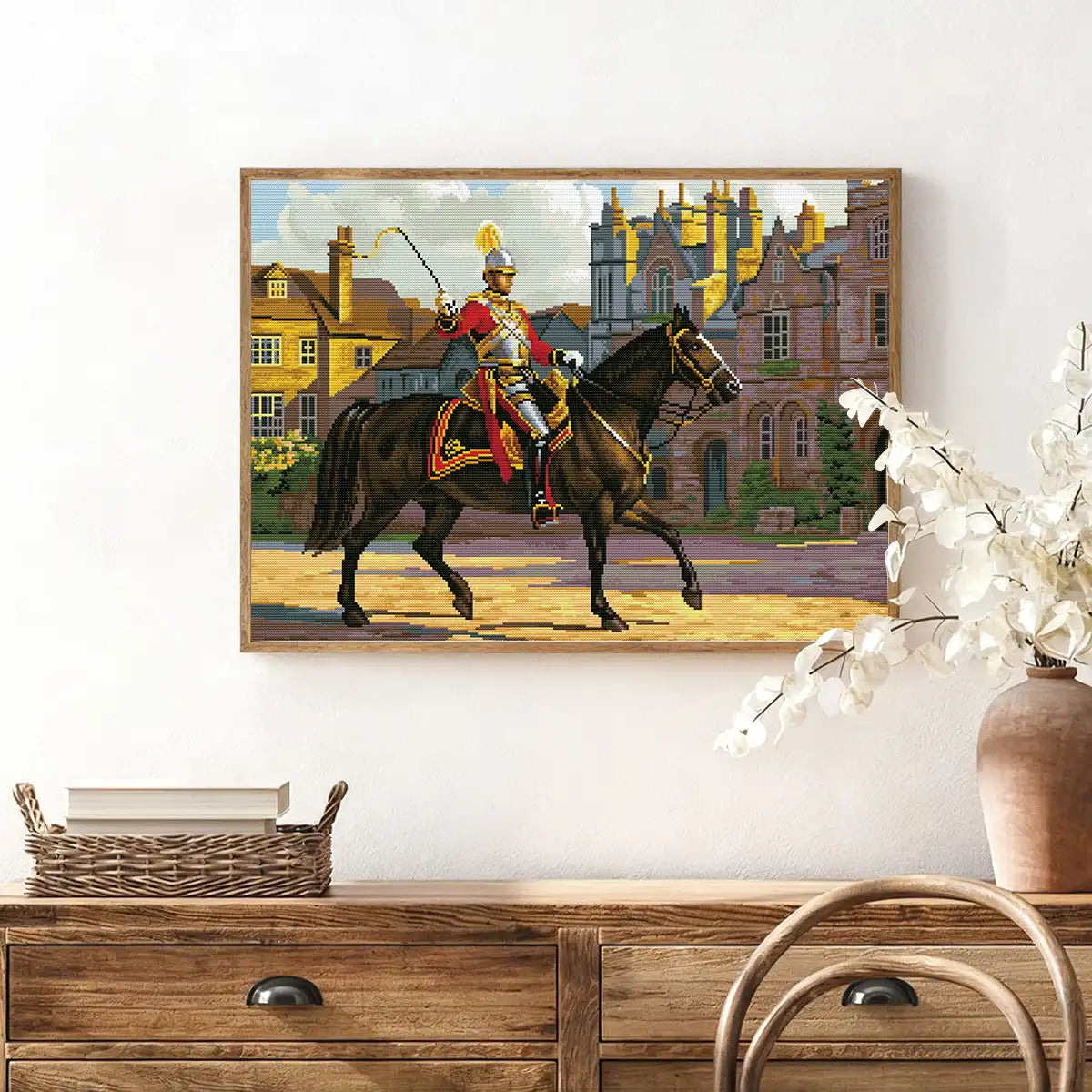 Royal Knight’s Oath diamond painting displayed in a regal room, emphasizing its grandeur and historical theme – FEELOOK Art