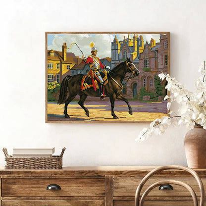 Royal Knight’s Oath diamond painting displayed in a regal room, emphasizing its grandeur and historical theme – FEELOOK Art
