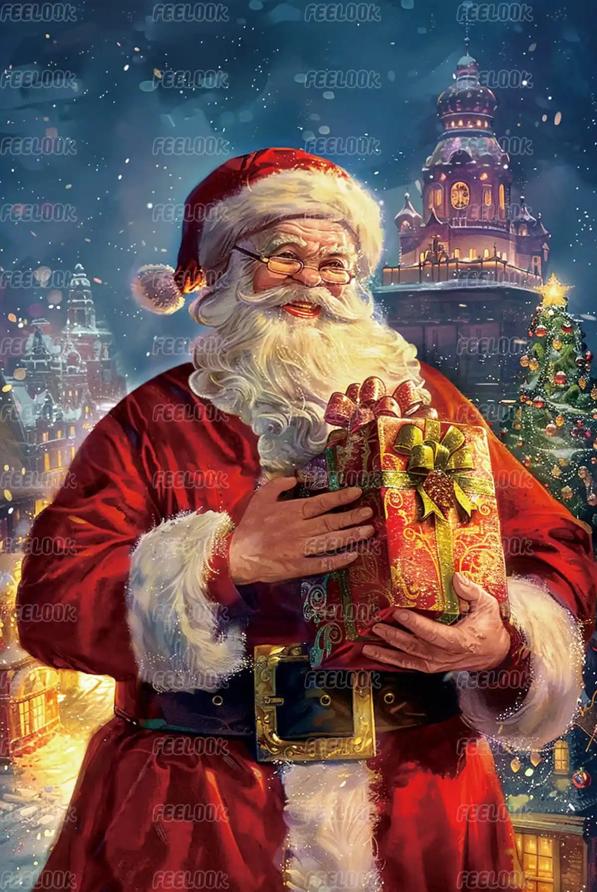 Santa Claus diamond painting full view with festive Christmas design.