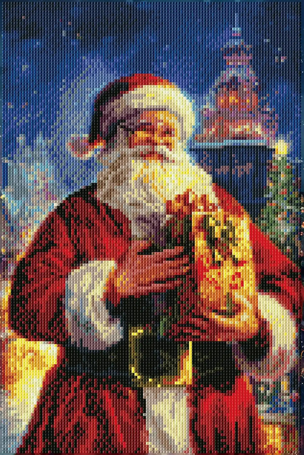 Rendered Santa Claus diamond art with sparkling red and white details.