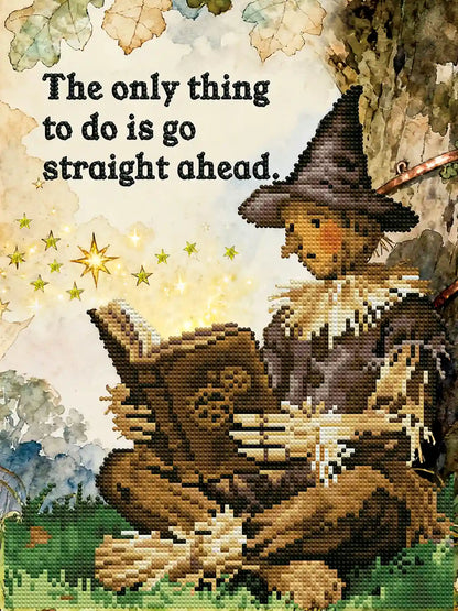 Finished Scarecrow diamond art showcasing sparkling star drills, earthy tones, and a rustic Wizard of Oz illustration – FEELOOK Art