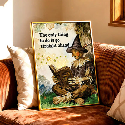 Vintage-style display of Scarecrow diamond art, creating a warm storybook atmosphere in home décor – FEELOOK Art